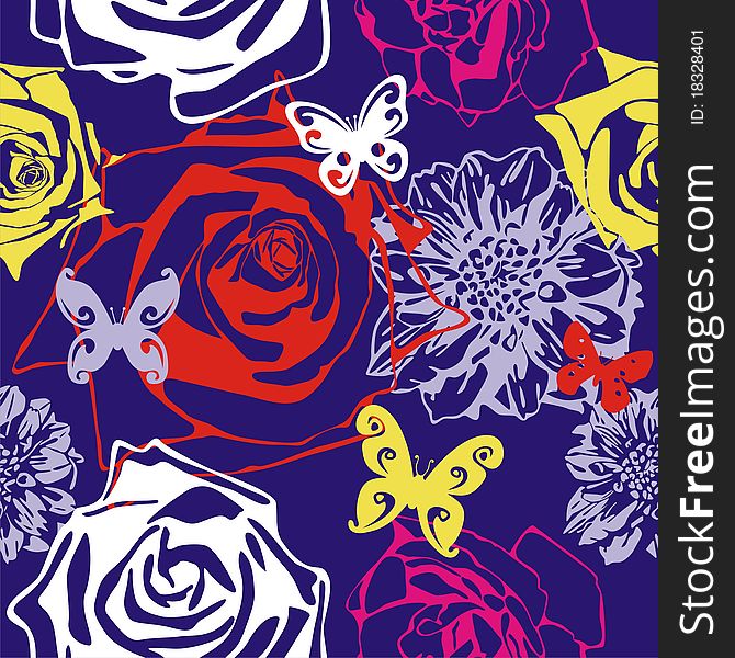 Vector texture consist of flowers on violet background. Vector illustration. Vector texture consist of flowers on violet background. Vector illustration