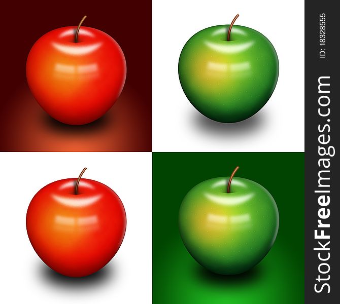 4 green and red apples