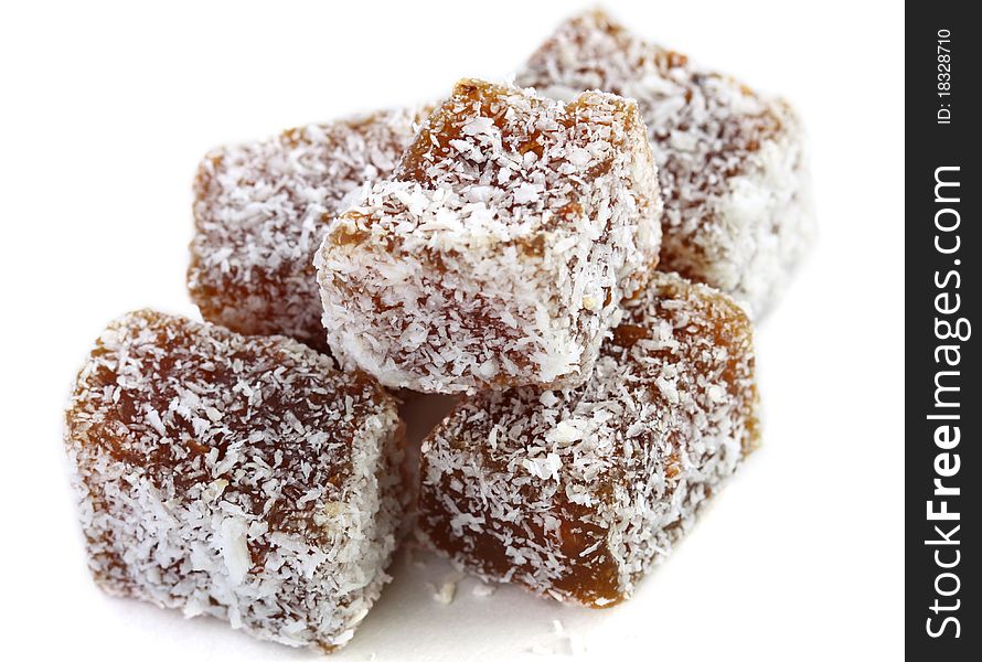 Stack of turkish delight with coconut