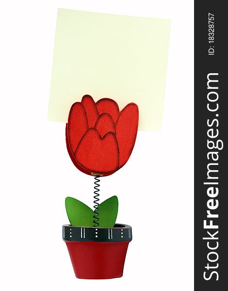 Isolated flower shape message holder with copyspace