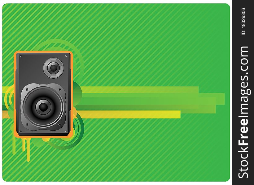 Speaker on green striped background. Vector organized in layers for usability.