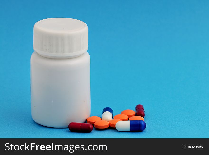 Bottle on a white background Chinese-made medicines.