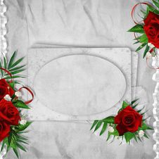 Vintage Card For The Holiday With Red Rose Stock Images Vintage Card For The Holiday With Red Rose Stock Images