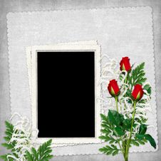 Card For The Holiday With Red Rose Stock Images Card For The Holiday With Red Rose Stock Images