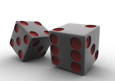 2 3D Red And White Dice On White Backgound Royalty Free Stock Images