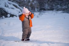 Adorable Baby Walk On Ski In Park Royalty Free Stock Image Adorable Baby Walk On Ski In Park Royalty Free Stock Image