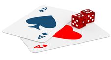 Two Ace Cards And Two Dices Stock Photography Two Ace Cards And Two Dices Stock Photography