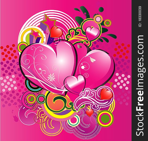 Art illustration of the hearts on a creative background/ eps. Art illustration of the hearts on a creative background/ eps