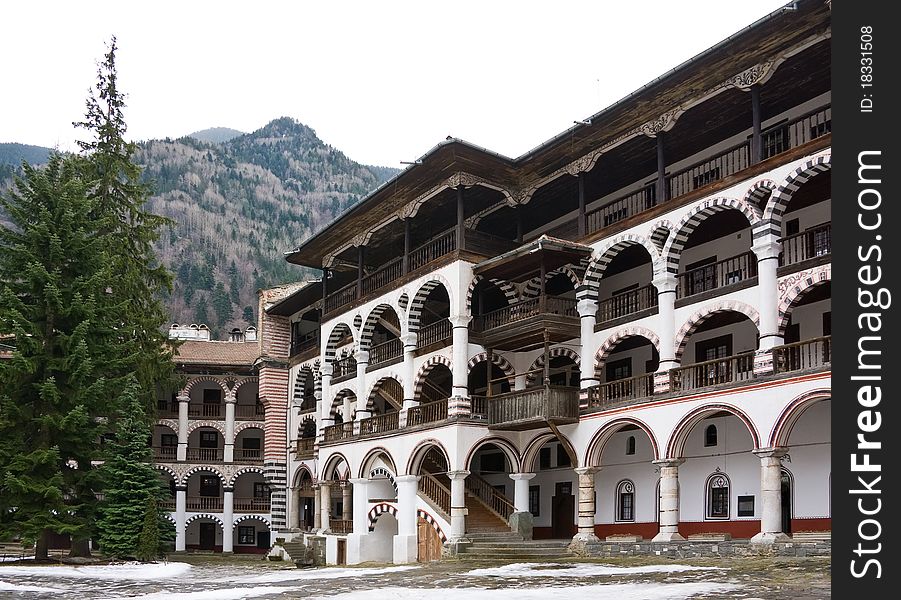 Rila monastery in winter, the most famous Bulgarian monastery. Rila monastery in winter, the most famous Bulgarian monastery