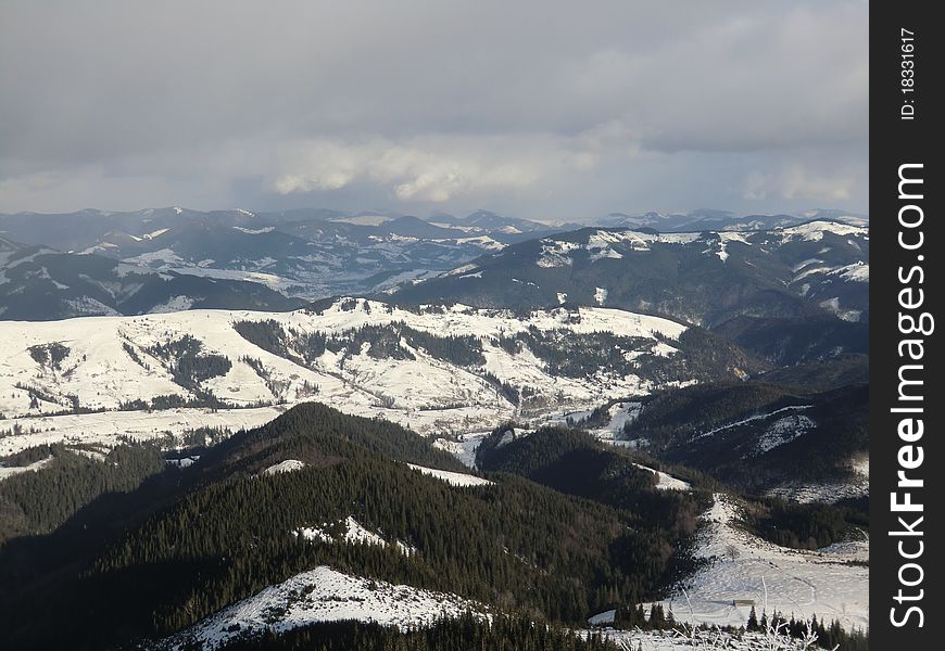 Kind to Carpathians at lifting on Smotrich mountain. Kind to Carpathians at lifting on Smotrich mountain