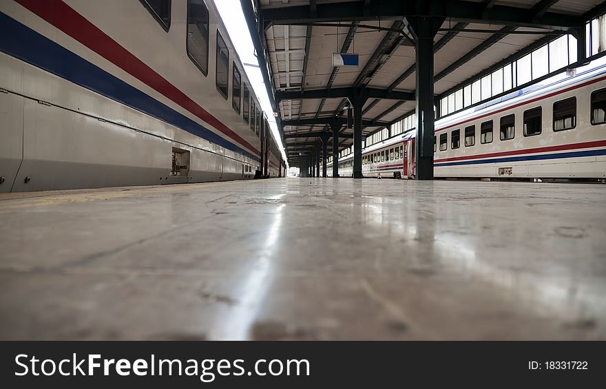 Transportation railway train station from floor level