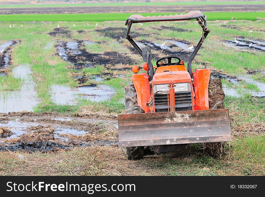 Tractor car in the field.