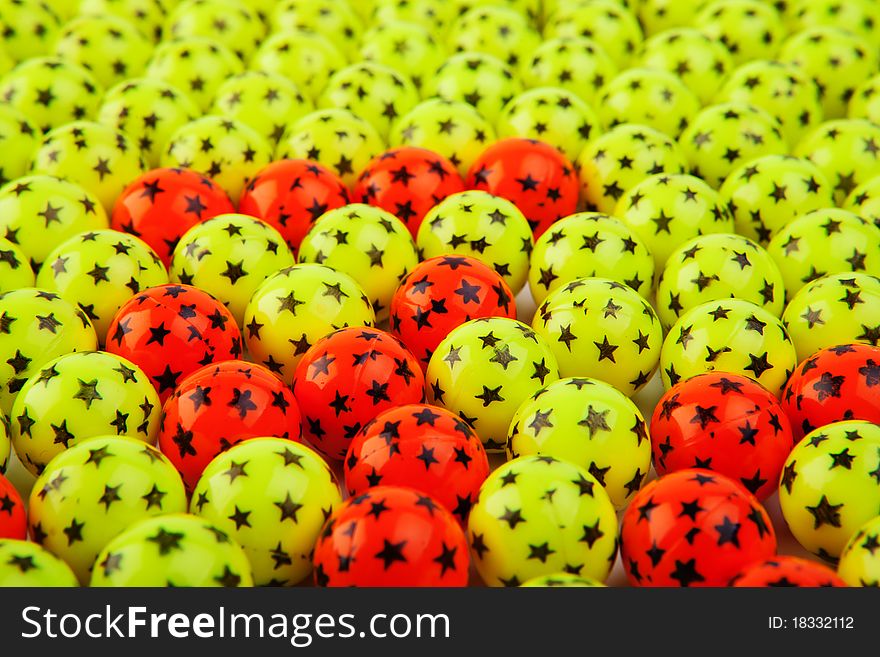 Light green and red paintballs