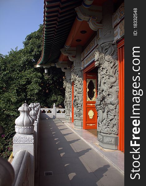 Chinese Dragon at the pillar of China temple Vertical. Chinese Dragon at the pillar of China temple Vertical.