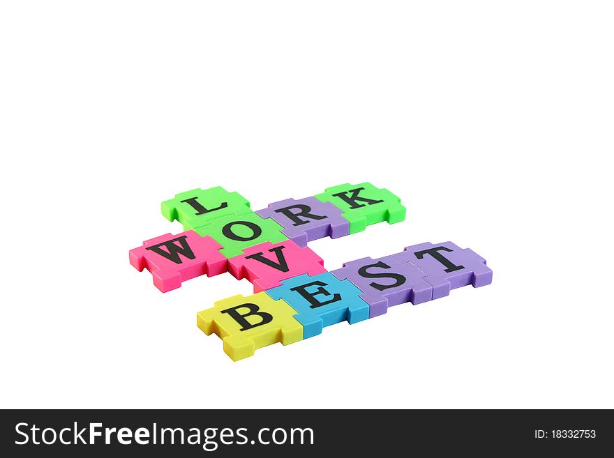 Word of Love Wrod Best created from plastics puzzles. Word of Love Wrod Best created from plastics puzzles