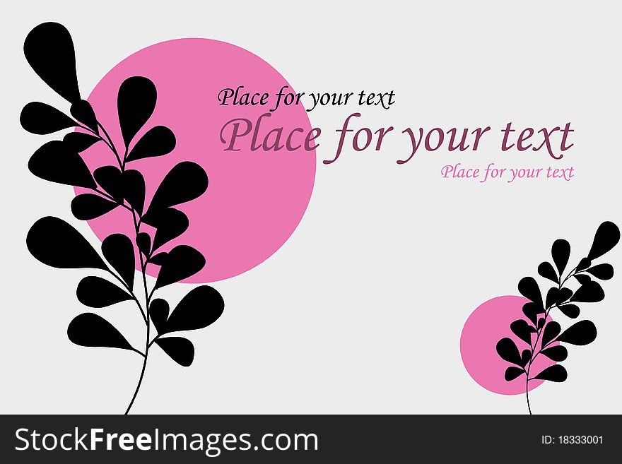 Branch pink and gray background with place for text. Branch pink and gray background with place for text