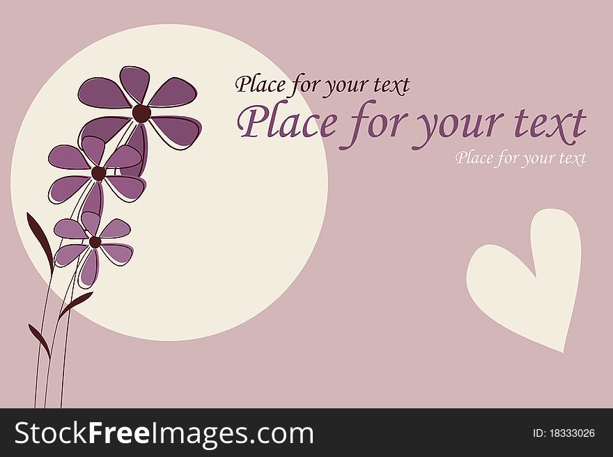 Romantic card with flowers and hearts and place for text