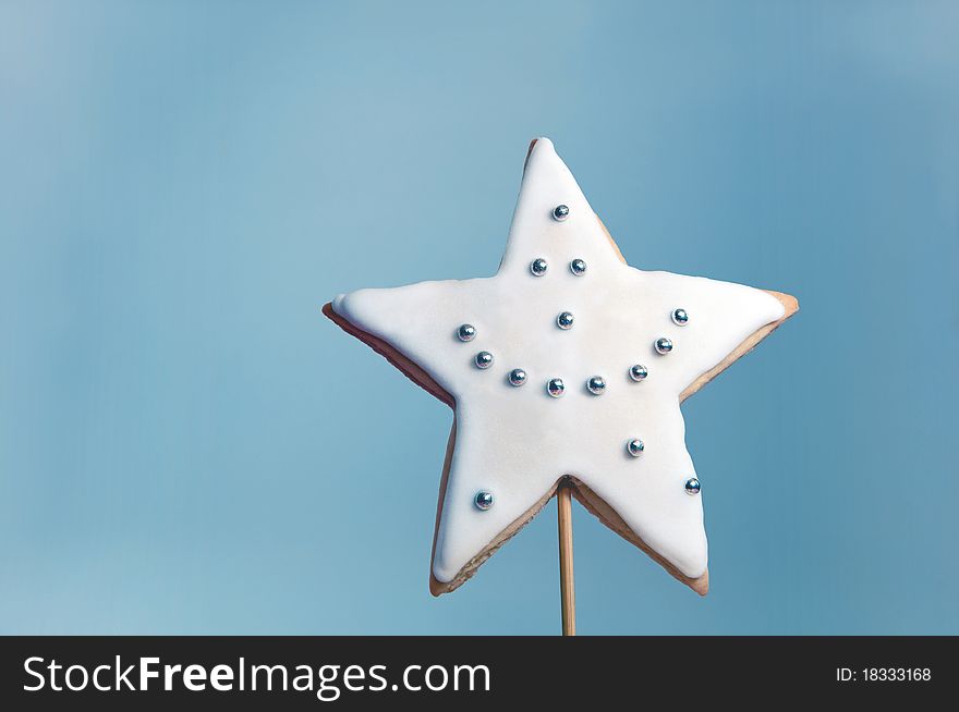 Happy smiling Star against a blue background. Happy smiling Star against a blue background.