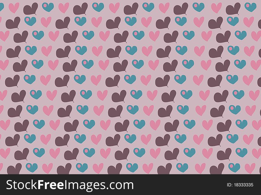 Valentine's card on dark pink background with cute hearts. Valentine's card on dark pink background with cute hearts