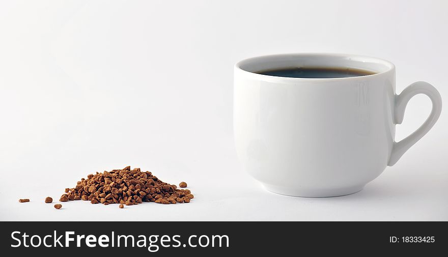 Cup with coffe and instant coffee. Cup with coffe and instant coffee