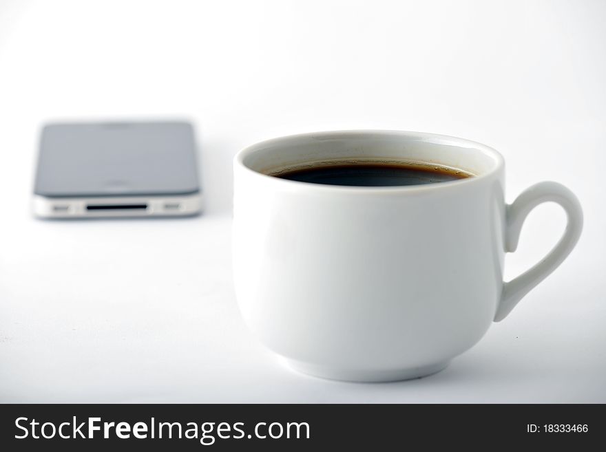 Cup with coffee and instant coffee. Cup with coffee and instant coffee