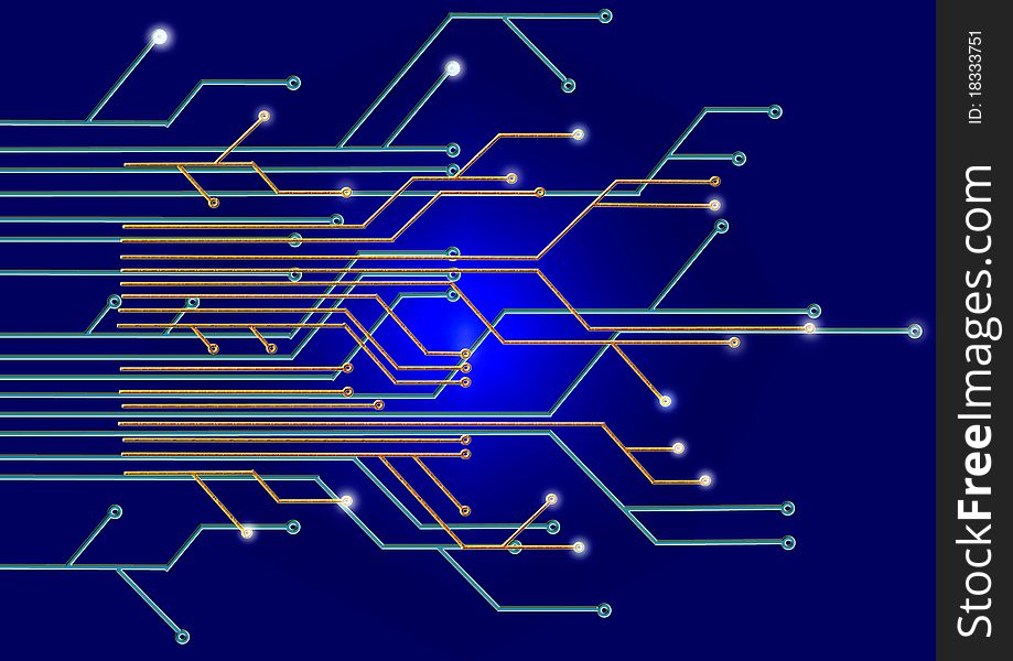 Circuit Board on a dark blue background