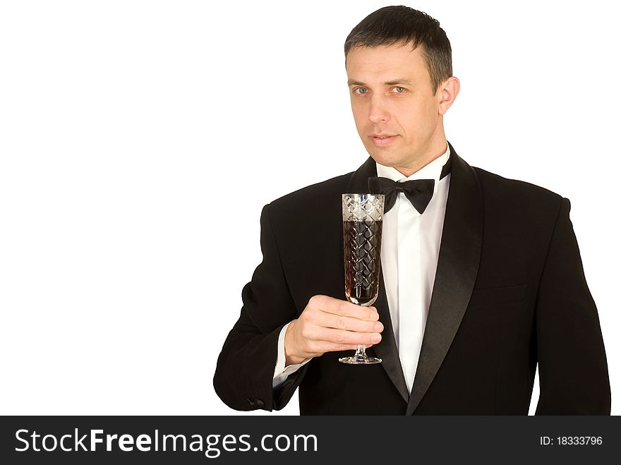 The elegant man prefers red sweet grape wine. The elegant man prefers red sweet grape wine