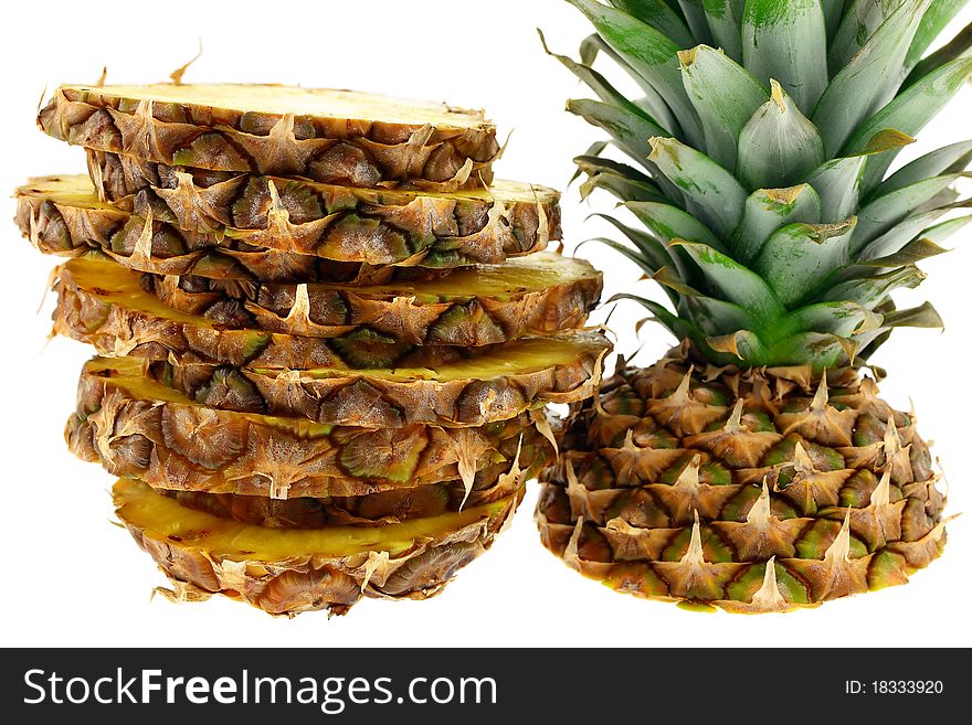 Juicy pineapple, isolated on white background.