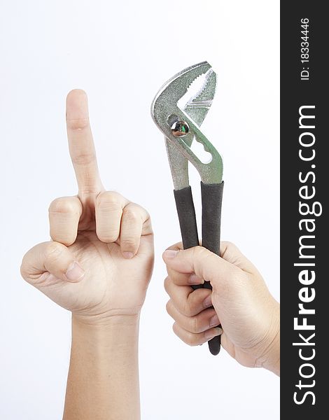 Finger and a Pliers