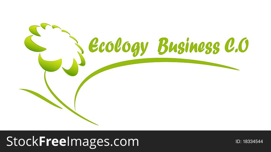 Abstract green flower with text ecology business. Abstract green flower with text ecology business
