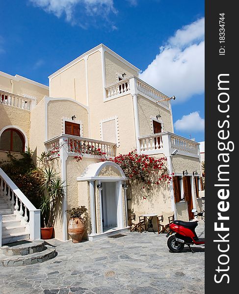 Santorini village with the blue sky