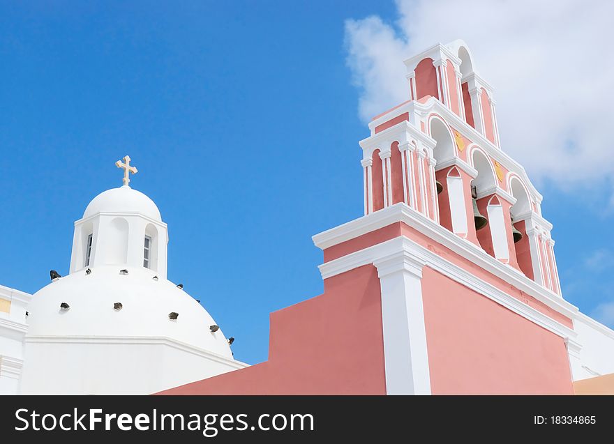 Greece white church with the blue sky