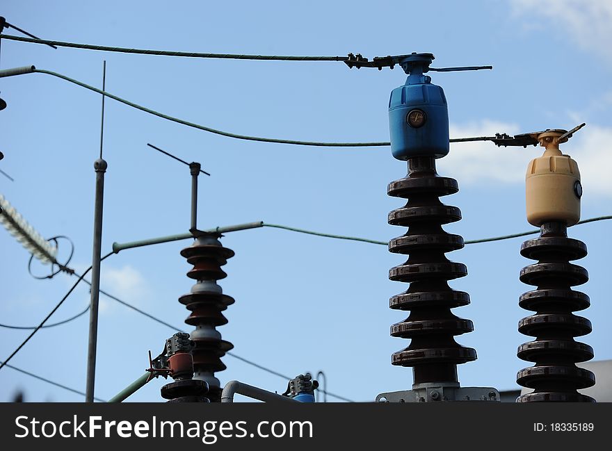 Electricity power cables at a Electric sub station