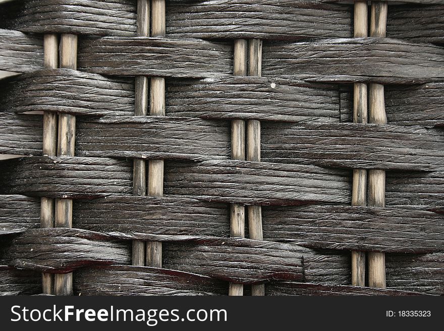 Macro shot of a brown woven basket.