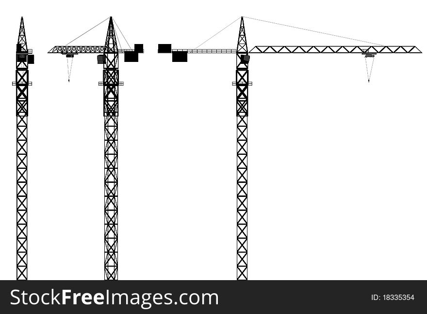 Silhouette of cranes in perspective by the visual point of normal eyes view, represent the under-construction of work. Silhouette of cranes in perspective by the visual point of normal eyes view, represent the under-construction of work