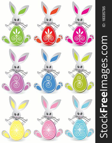Vector illustration of Easter colorful bunny eggs. Vector illustration of Easter colorful bunny eggs