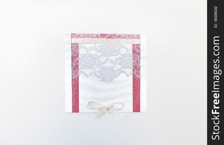 Beautiful, white and red wedding card for invitation or greeting