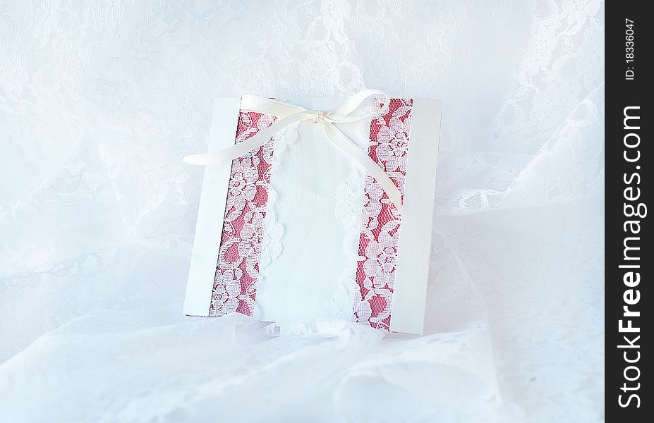 Beautiful, white and red wedding card for invitation or greeting