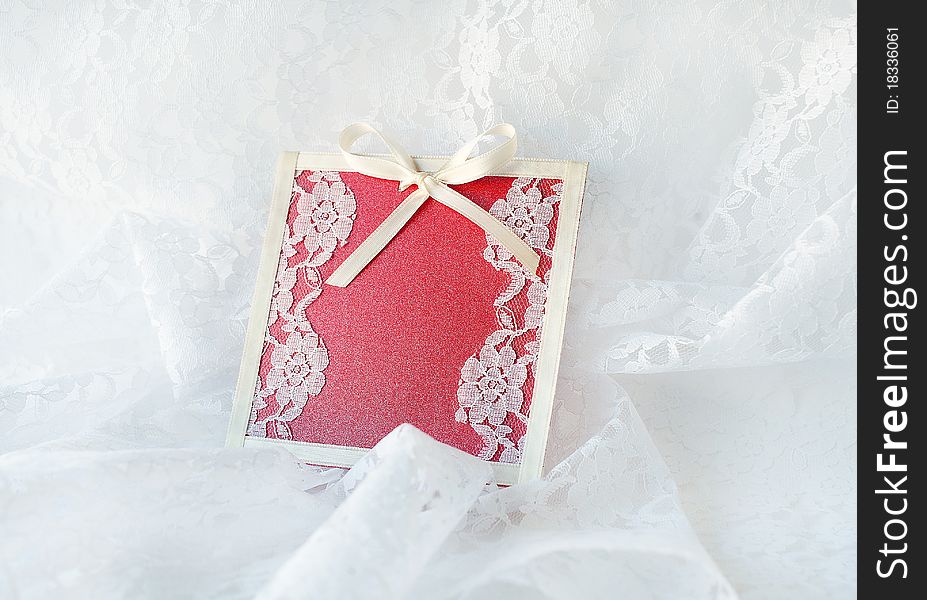 Beautiful, white and red wedding card for invitation or greeting