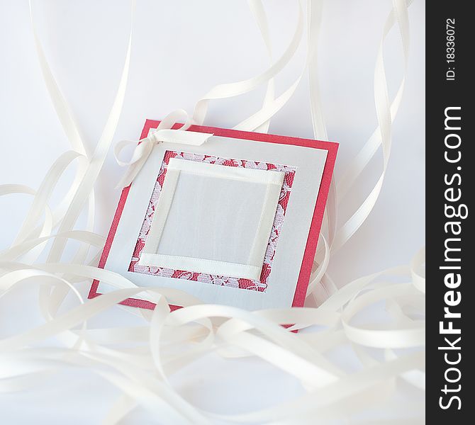 Beautiful, white and red wedding card for invitation or greeting