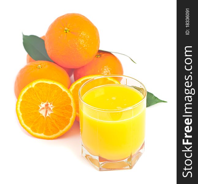 Orange juice on white background