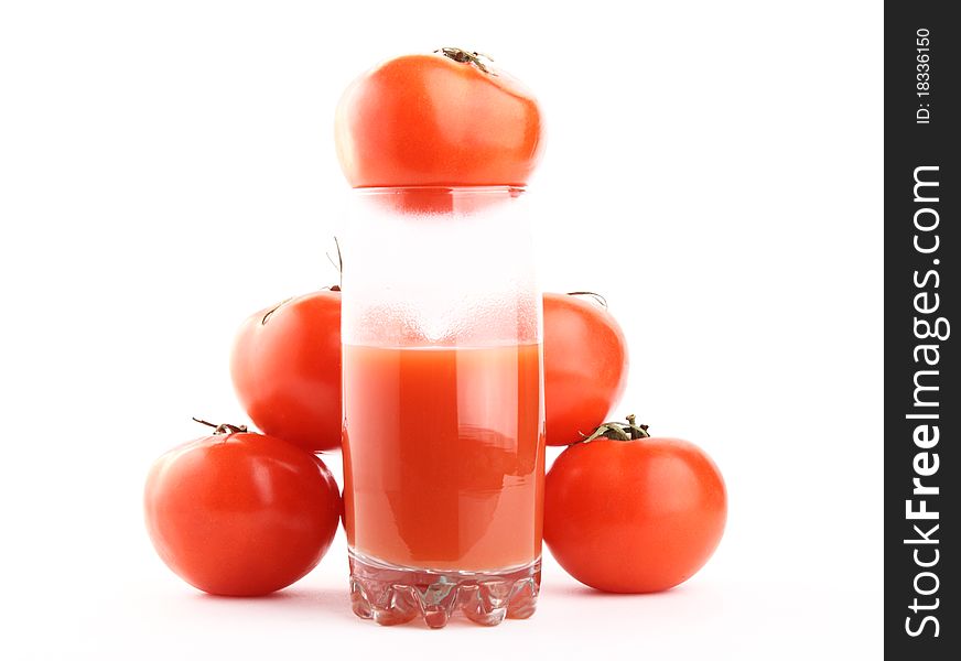 Natural tomato juice. Isolated on white background