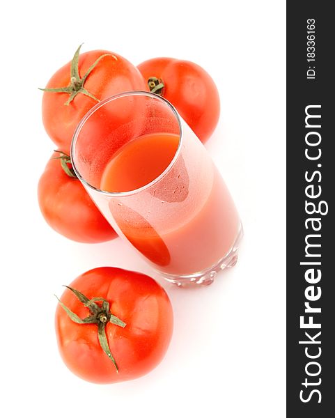 Natural tomato juice. Isolated