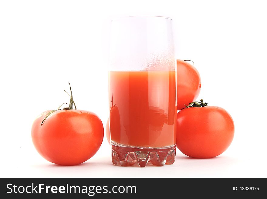 Natural tomato juice. Isolated on white background