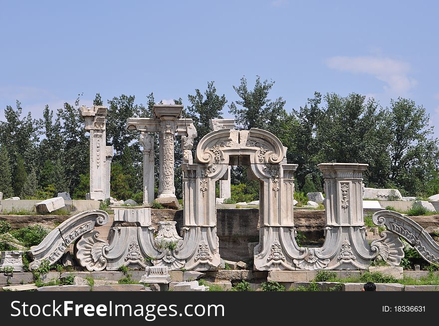 Picture taken in summer 2009 in Beijing,China. Ruins of Old Summer Palace,or YuanMingYuan. Picture taken in summer 2009 in Beijing,China. Ruins of Old Summer Palace,or YuanMingYuan.