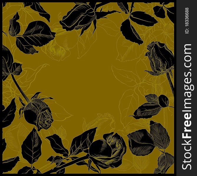 Black roses background, vector illustration