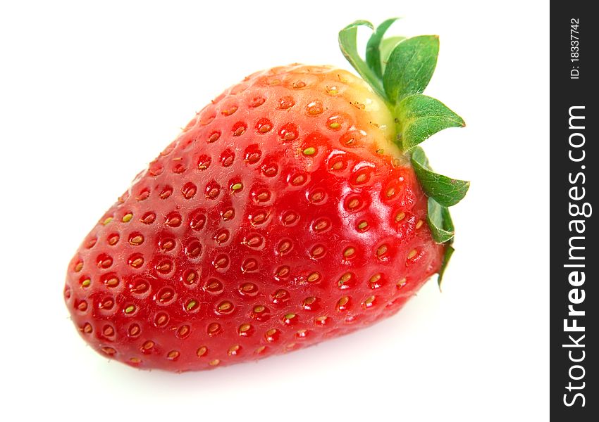 Juicy strawberry close up  on white background
