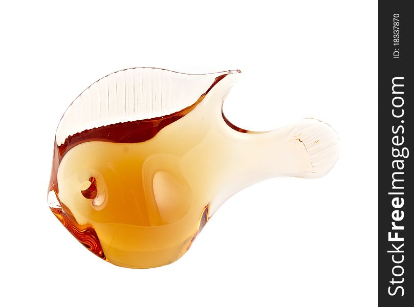 Glass fish sculpture. Unsigned. Isolated on white.