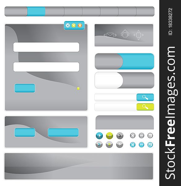 A set of interference in gray with blue site. A set of interference in gray with blue site