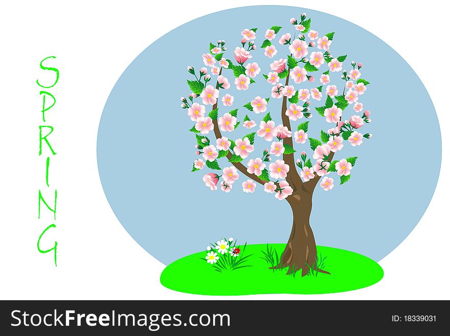 Spring tree with flowers. illustration. Spring tree with flowers. illustration.
